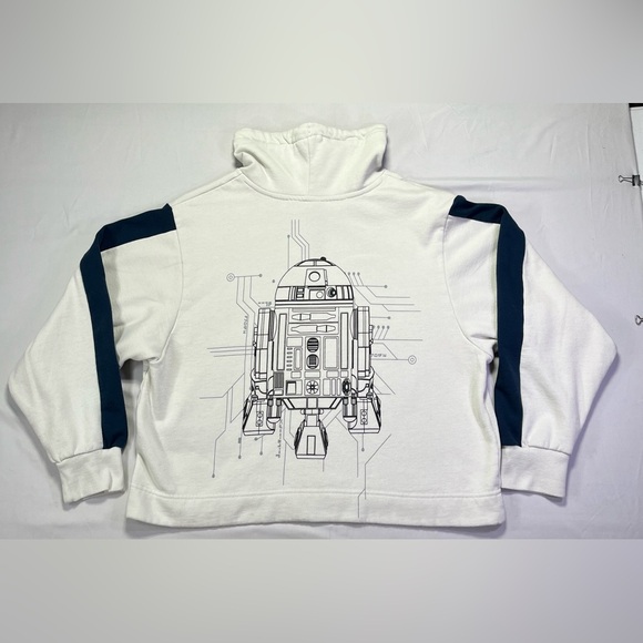 Star Wars Disney Droid Depot R2-R Series R2-D2 Cream Blue Cropped Hoodie - L - Picture 6 of 8